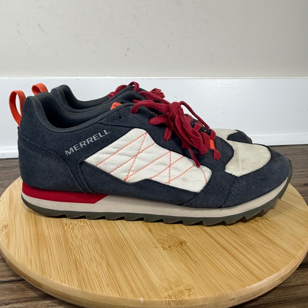 Merrell Alpine Sneaker Mens 9.5 Navy Chili  J003001 Suede Retro Hiking Outdoor